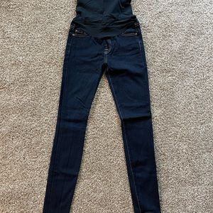 7 For All Mankind Maternity Jeans, Size 26, Dark Blue Wash